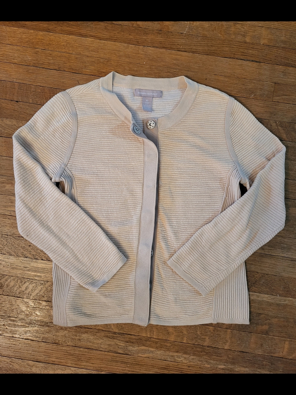 Banana Republic Cream Ribbed Knit Cardigan